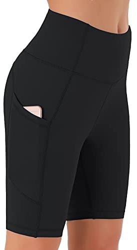 Persit Damen Kurze Leggings, Blickdicht Radlerhose mit Taschen
