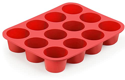 12-Cup Silicone Professional Non-Stick Popover Pans for Muffins, Brownies and Baking