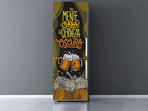 Oedim Vinilo Frigorífico Mente Clara Cerveza Oscura, vinilo decorativo para neveras, decoración para cocinas, pegatina nevera