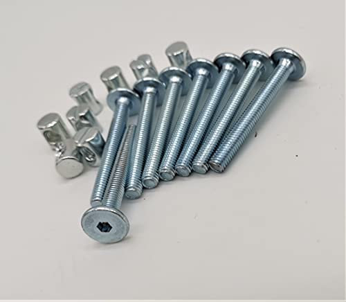 HMH-Shop Bettschraube sechskant M6x50mm / M6x60mm / M6x70mm / M6x100mm / M8x100mm Möbelschraube Quermutter M6 / M8 wählen Sie Ihre Wunsch-Variante (8, Bettschraube M6x40mm + Quermutter)