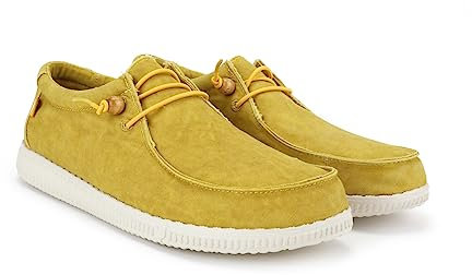 WALK IN PITAS | WP150 WALLABI Washed | Mocasines de Hombre | Náuticos Casual | Zapatillas de Verano | Zapatos de Hombre Casuales y Cómodos | Zapatos de PITAS para Hombre | Mostaza 42