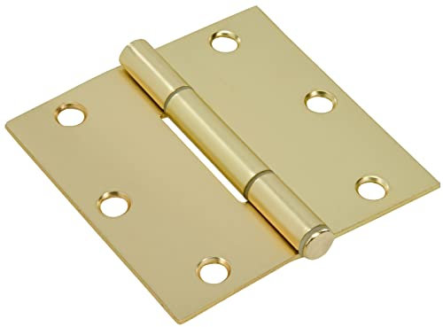 Squeak-Proof 3-1/2in Square Radius Satin Brass Door Hinge (3 Count)