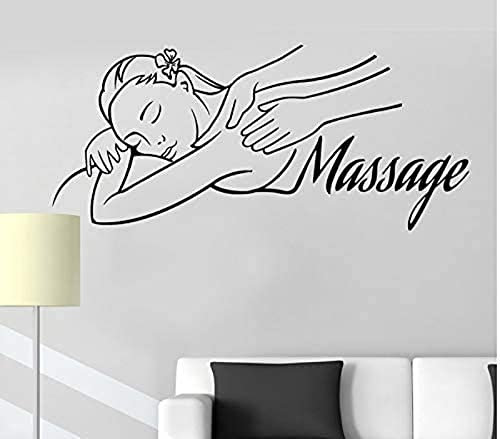 Wandaufkleber - Vinyl-Wandtattoo Massage Logo Massageraum Spa Damen Relax Beauty Deko Wandbild 57x26cm