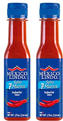 Mexico Lindo 7 Mares Salsa picante | Perfecto para pescado y mariscos | Nivel de 10.800 Scoville | Sabor picante | Botellas de 5 onzas líquidas (paquete de 2)