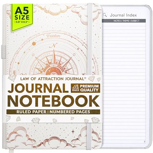 Freedom Mastery Law of Attraction Journal - liniertes Papier, nummerierte Seiten, 100gsm elfenbeinweißes Papier, Notizbuch mit Stifthalter, A5 Gebundene Ausgabe