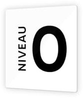 DECOHO - Panneau numéro d'étage 9x9 cm - Plaque signalétique en PMMA - Picto noir contrastant - Fixation murale discrète - Niveau 0