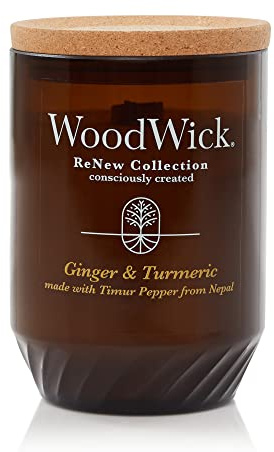 WoodWick Ginger & Turmeric Gifts for Women and Men, 13 oz. WoodWick Renew Large Candle with Crackling Wick