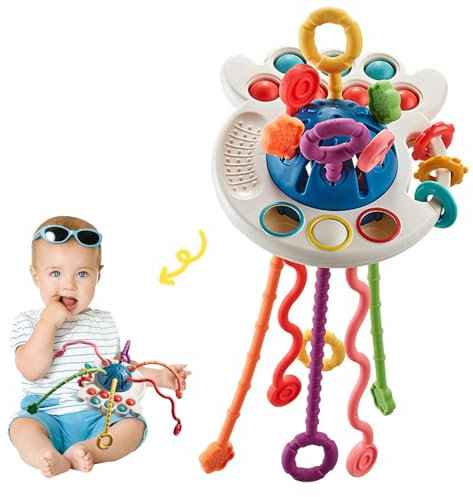 YADODO Montessori Spielzeug Baby ab 1 2 Jahr 6+ Monate Motorikspielzeug Sensorik Spielzeug Baby Spielzeug 6 7 8 Monate ab 1 Jahr UFO Silikon Kinderwagen Spielzeug Geschenk 1 Jahr Mädchen