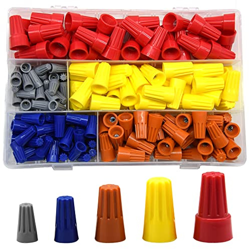 Hocansen 200 Stück Twist Nuts Caps Verbindung Set Terminal mit Crimpkappe für geschlossenen Draht Verdrahtung Crimpstecker Crimp Stecker mit geschlossenen Endkappen (LXM)