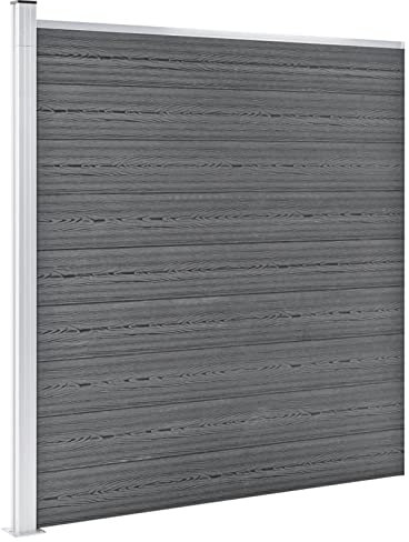 Yolola WPC-Sichtschutz-Zaun, Steckzaun, Gartenzaun Komplettset, 175 x 186 cm Grau