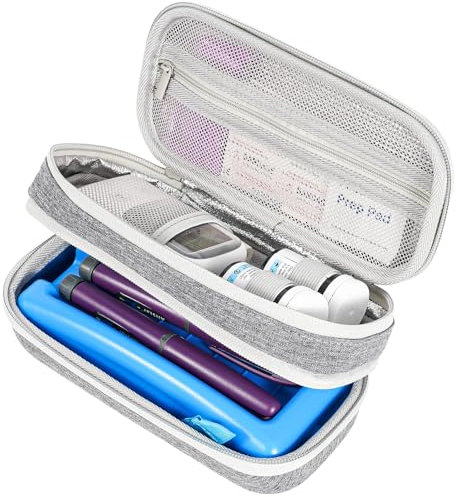 ProCase Doppelte Insulin Kühltasche Vorrats- und Reisepackungen für Diabetiker Insulin Cooler Travel Case -Grau
