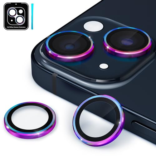 CloudValley für iPhone 15 /iPhone 15 Plus Kameraschutz, Militärstandard Kratzfest Schutz Folie 9H Härte Ultra-Klar, Blasenfrei Panzer Glas Kamera Screen Protector, Farbe