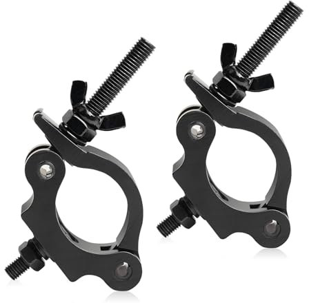 jindaaudio 2Pack Black Clamps for Lights Stage Lighting Accessories, O Pole Clamp Quick Release Truss Clamp, 40mm-52mm Half Coupler Mounting Bracket Light Moving Head Hooks