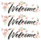 3Pcs Welcome Self-Adhesive Wall Stickers - Pink Floral Design for Living Room, Bedroom, and Front Door Decor - Easy to Apply and Reuse PVC Decals
