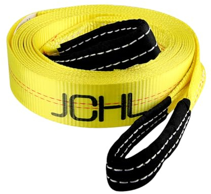 JCHL Recovery Tow Strap with Reinforced Loops 2inx20ft Heavy Duty 24,000lb Break Strength Vehicle Recovery Rope Use for Emergency Towing Rope, Tree Saver, Winch Extension, Triple Reinforced Loops