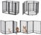 SMONTER Barrière pour chien autoportante avec porte traversante, clôture d'intérieur extra large de 306 cm, hauteur 80 cm, 6 panneaux de barrière pliable en métal pour escaliers, couloirs, porte