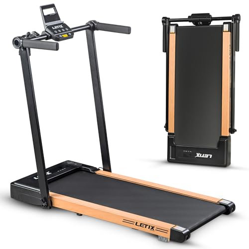 Elektrisches Laufband FoldPro 2in1 mit LCD-Display, Bluetooth & APP Funktion, für zu Hause und Büro, motorisiertes Fitnessgerät, Heimtrainer (Holz-Optik)