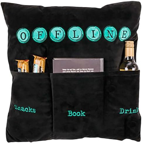KAMACA Originelles Dekokissen OFFLINE Kissen mit 3 Taschen zum selber Befüllen Größe 40x40 cm tolles Geschenk für einen lieben Menschen (Offline)