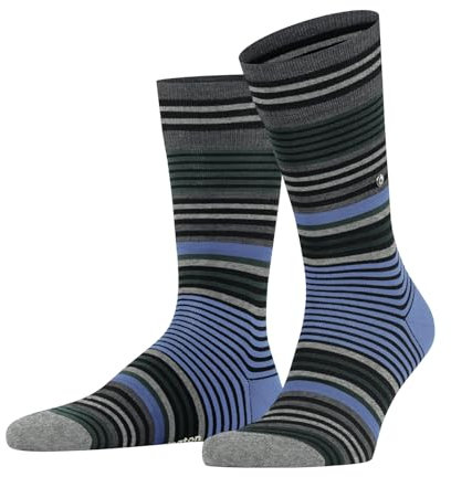 Burlington Herren Socken Stripe M So Wolle gemustert 1 Paar, Schwarz Black 3000, 40-46