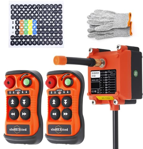 Q400 Telecomando per gru senza fili per gru a ponte Industriale Paranco elettrico Argano Rimorchio 4 canali pulsanti 2 Trasmettitore e Ricevitore 12V 24V