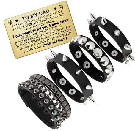 Manfnee Dad Wallet Card Armband zum Vater Herrenarmband Lederarmbänder Geschenk zum Vatertag Bithday Weihnachten