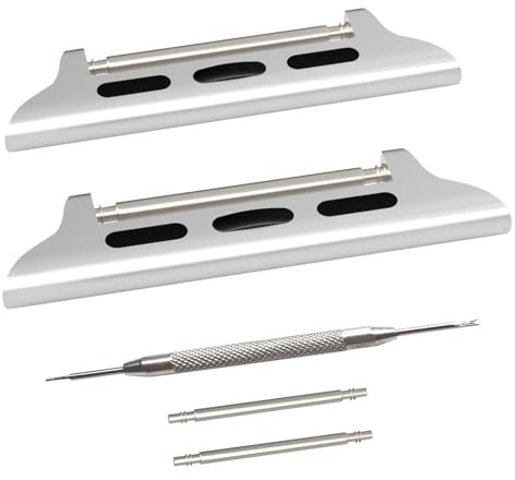 FUNSTONE Watch Band Connector Spring Bar Watch Strap Connector Adapter Stainless Steel Watch Band Adapter Replaceable Metal Connection Adapter with Replacement Tool for Apple Watch Band (16-26mm),