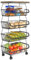 Fubiaofei Fruit and Vegetable Rack, 5 Tier Stackable Metal Kitchen Storage Baskets on Wheels, Potato Vegetable Rack Storage Trolley Organizer for Kitchen