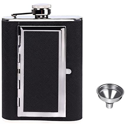 XANAYXWJ Hip Flask 6oz Flask Polished Stainless Steel Wine Pot Creative Cigarettes Case Whiskey Pocket Alcohol Bottle 180ML Flagons with Screw Cap Hip Flasks for Women (Size : White Box Packaging)