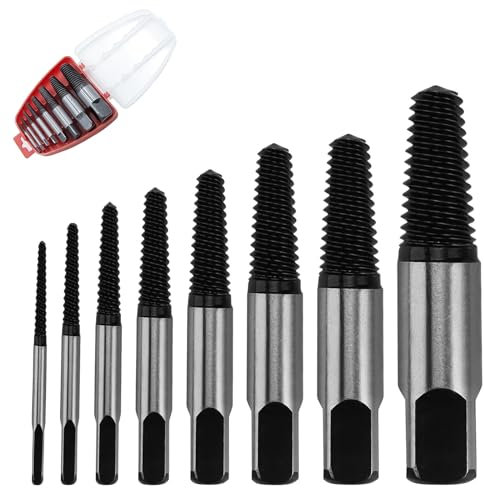 8 Stück Schraubenausdreher Linksausdreher Set Schraubenausdreher Set Profi Linksdreher Screw Extractor Linksdreher Ausdreher für Beschädigte Schrauben Bolzen Rohre (M3-M45)