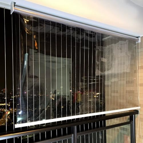 tow000ack Transparentes Wasserdichtes Rollo,PVC Kunststoff Rollläden Fensterrollo Regenschutz Vorhänge,Wetterfest Aussenrollo Seitenzugrollo für Balkon Terrassen Tür,Breite x Höhe (200cm x 230cm)