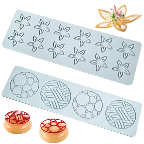 Comebachome Moules de Tuille 2pcs Fleur et moules de tuile géométriques Moules de dentelle en silicone pour décoration de gâteau DIY Easy release Moule de cuisson de qualité aliment