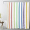 LB Rayé Arc-en-Ciel Rideaux de Douche 120x175cm(LxH) Lignes Blanches Simples Rideaux de Bain avec Crochets,Géométrique Abstrait Extra Court Imperméable Polyester Anti Moule Salle de Bain Décor