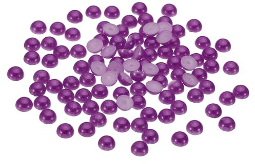 PATIKIL 1500Pcs Flatback Pearls Beads for Crafting, 4mm Half Round Resin Beads Flatback Pearls for Nail Charms Handmade Phone Case Embellishment, Purple