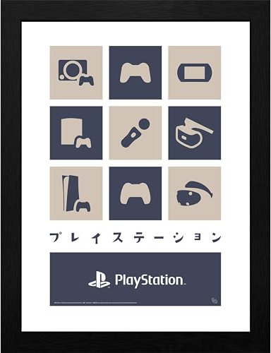 GB eye Playstation Controllers Gerahmter Sammlerdruck, 30 x 40 cm, Kunstdruck, Wandbild, Poster & Drucke, Playstation Merchandise