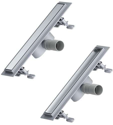 SONNI Duschrinne 40 cm | 2 in 1 Edelstahl Ablaufrinne Dusche | mit Geruchsstop | Haarsieb | befliesbar | ABS Basis | 30L Ablaufmenge | 8 verstellbare Füße