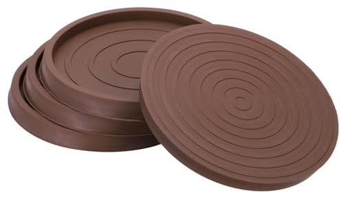 PATIKIL 4 Inch Rubber Furniture Pads, 4 Pack Non-Slip Furniture Coasters Round Anti Skid Caster Cups Furniture Feet Cup Floor Protectors for Bed Couch Stoppers, Brown