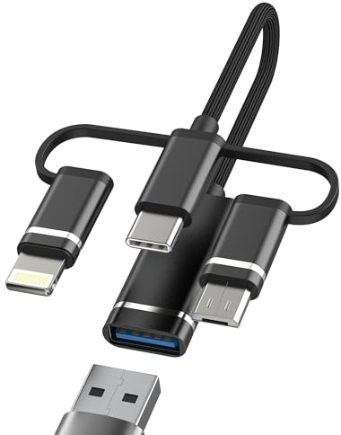 OTG-Adapter USB C Lightning Micro USB Stecker auf USB-A Buchse Adapter für Apple iPhone 16 15 14 für iPad Kompatibel mit Samsung MacBook Kamera Fotos Daten Android Anschluss Tastatur Maus Verbindung