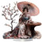 KUKUUU Geisha Kirsche Figur Flache Acryl Ornamente Desktop Dekoration