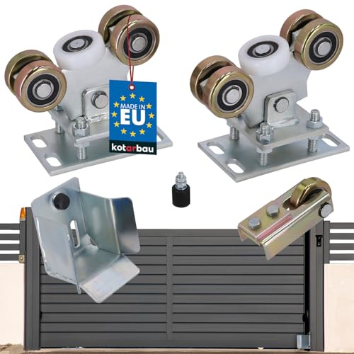 KOTARBAU® Laufrolle für Schiebetor Set 5-Rollen Profil 80x80 mm Torrollen verzinkter Stahl Laufrollen für Eingangstore Schiebetore Komplettset Schiebetür Schiene Laufschiene mit Rollen Bodenführung