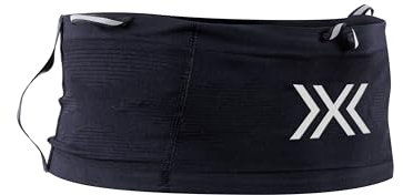 X-BIONIC Hochleistungs-Laufgürtel mit Zwei Flaschentaschen für Flüssigkeitszufuhr, geräumige und sichere Aufbewahrung, geringes Gewicht und Bequeme Passform - Schwarz/Weiß, M