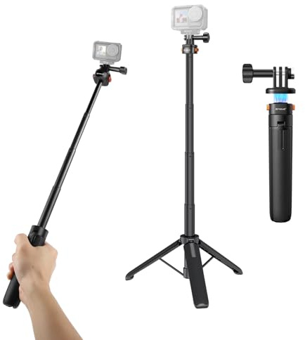 Magnetic Mini Tripod for Camera, Quick Release Selfie Stick Extendable Desktop Tripod Stand for Go Pro Hero 13/12/11/10/9 for DJI Pocket 3/Action 5 Pro/4 for Insta 360 X4/Ace Pro