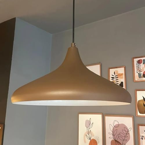 bamyum Champion Hängelampe Küche Milchbraun Ø35cm Lampenschirm Wohnzimmer, Küchenlampe Deckenleuchte Skandinavische Pendelleuchte Esstisch Vintage, Skandinavisch