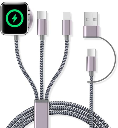 Ladekabel für Apple Watch und iPhone Ladegerät - 3 in 2 Charging Kabel Ladestation für iWatch Serien, 120cm USB C SchnellLadekabel für iPhone 17/16/15/14/13/12/11/iPad/AirPods, Schwarz