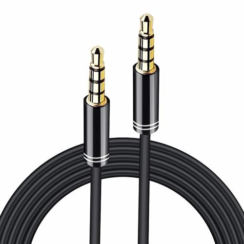 Bolwins F95 Câble AV 3,5mm Audio Vidéo pour écran, lecteur DVD voiture, câble AUX 1m – compatible AV TRRS 4 pôles, audio + vidéo, connectique universelle