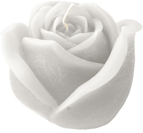 Candele Artigianale - Bocciolo di Rosa - Colore Bianco- Non Profumata - 8 x 8 cm- con Sacchetto Regalo - Cereria Di Giorgio