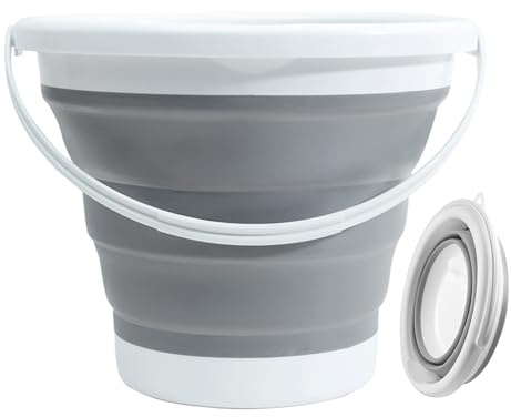 5L Silicone Collapsible Portable Bucket with Handle | Space-saving foldable tub for camping, car washing, home cleaning and outdoor use