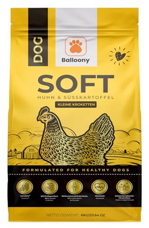 Balloony Softes Trockenfutter für Hunde | Halbfeuchtes Superfood mit Bio-Huhn | Präbiotische Rezeptur mit Inulin aus Chicorée, MOS & Beta-Glucanen | Für ausgewachsene Hunde (2,5kg)
