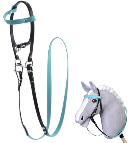 LarDen Hobby Horse Trense mit Zügeln | Komplettes Zaumzeug ohne Nasenriemen Türkis | Hobbyhorse Zubehör | für Steckenpferd, Stockpferd, Hobby Horsing, Spielpferd