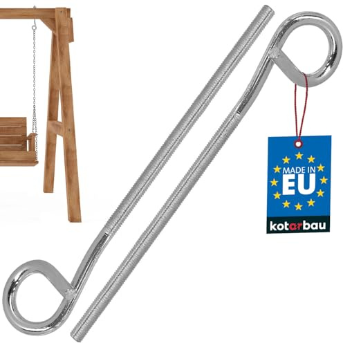 KOTARBAU® 2er Set Schaukelhaken - Schraubhaken - M8 210 mm - Verzinkter Stahl - Deckenhaken - Haken zum Schrauben - Schwerlasthaken - Schaukel Haken