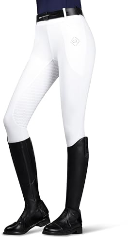 GemRebel Women's Full Seat Horse Riding Pants, White XS